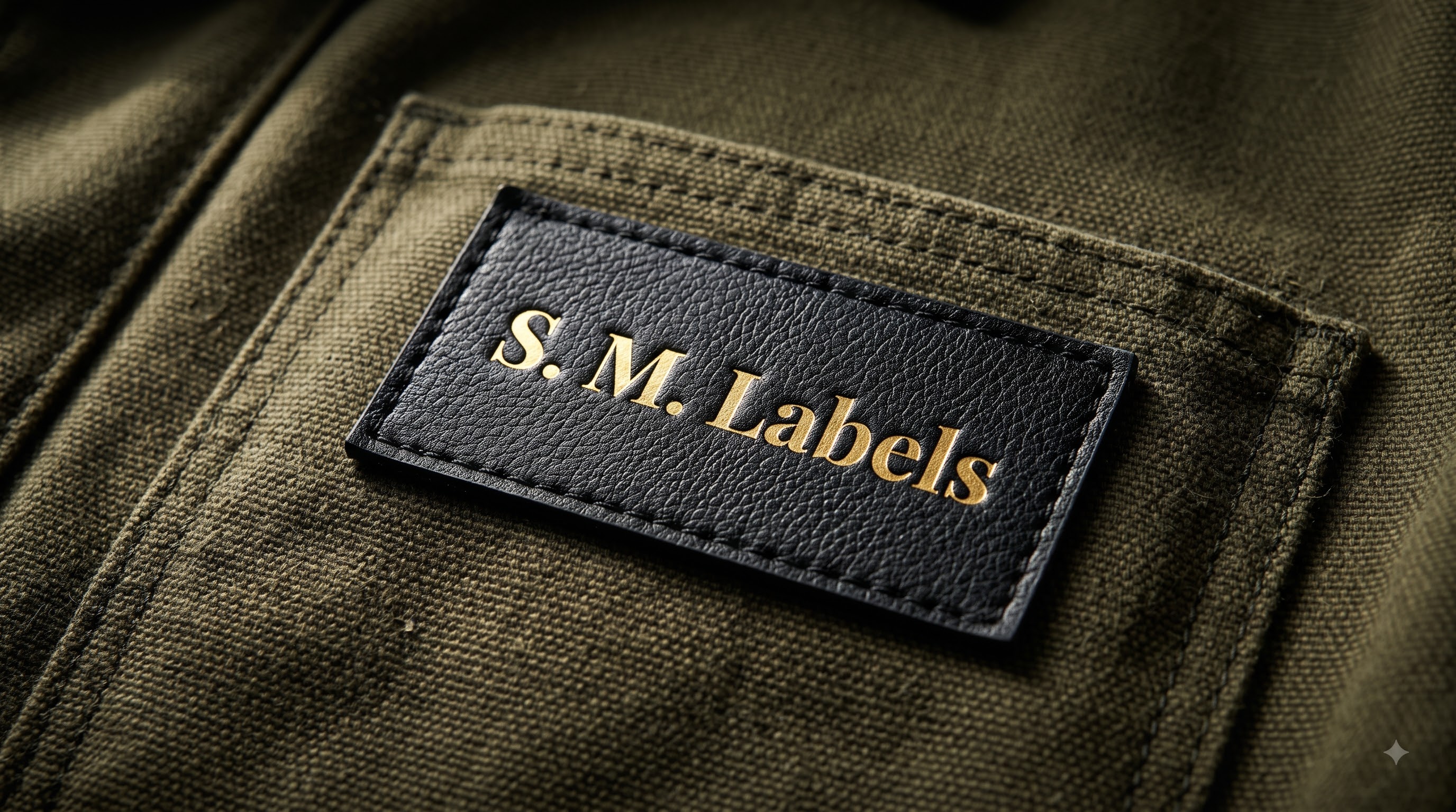 Bespoke leather patch on denim canvas jacket